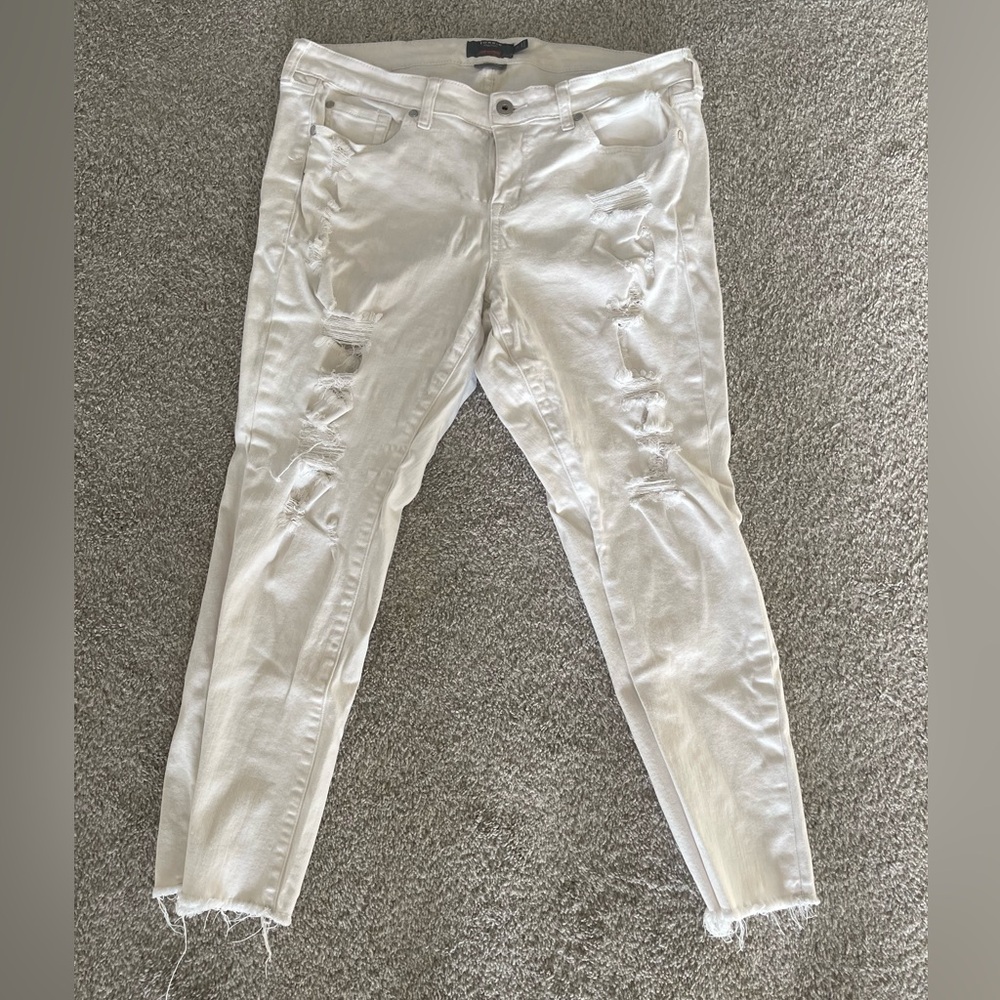 Torrid White Distressed Cropped Boyfriend Jeans